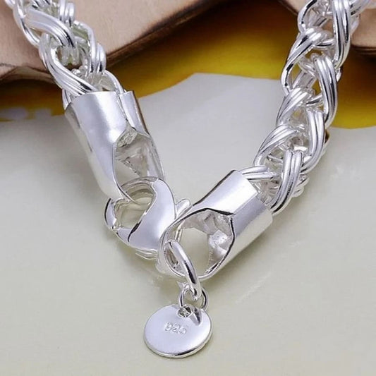 Bracciale moderno in argento 925 con zirconi da 6 mm, stile inglese.