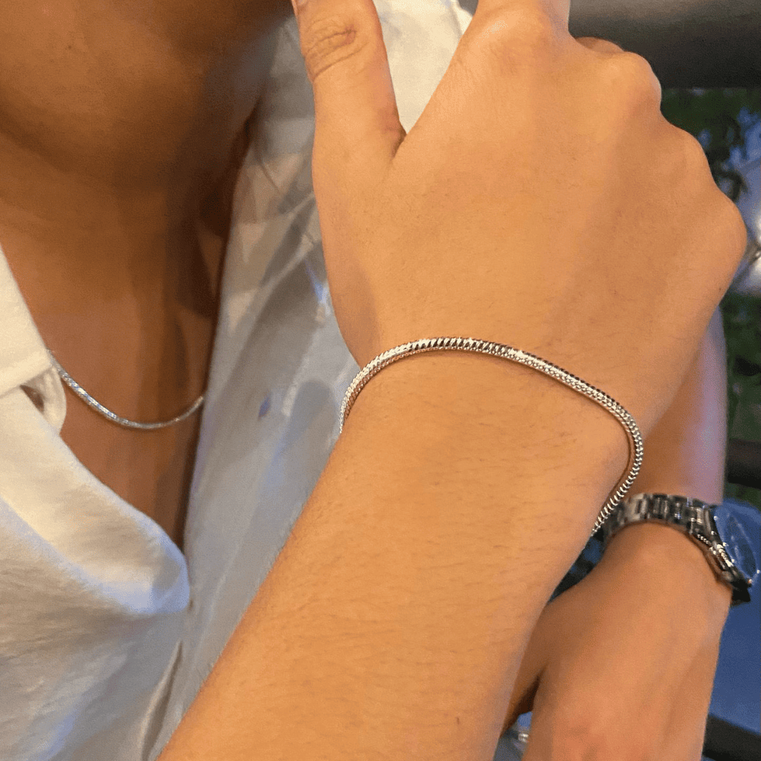 Bracelet Cobra en Argent 925 du Danemark avec Zircon 3mm