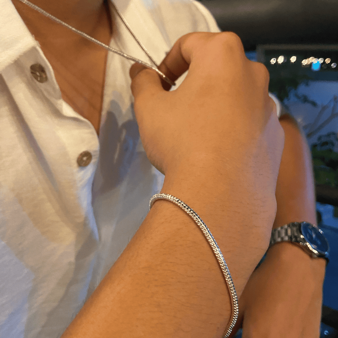 Bracelet Cobra en Argent 925 du Danemark avec Zircon 3mm