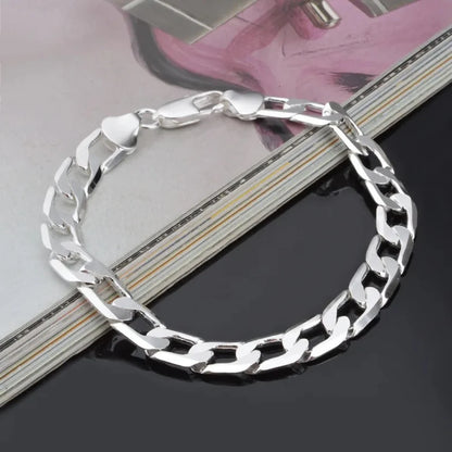 Bracelet Figaro suisse en argent 925 avec zircone de 6 à 8 mm