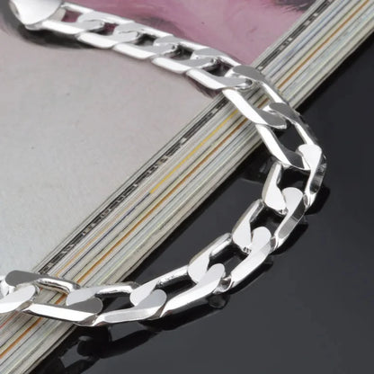 Bracelet Figaro suisse en argent 925 avec zircone de 6 à 8 mm