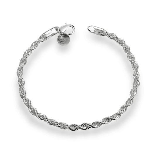 Bracciale intrecciato spagnolo in argento 925 con zirconi da 4 mm