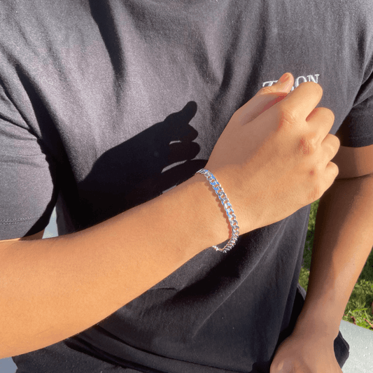 Bracciale in Argento 925 Holland con Design Geometrico e Zirconia da 7mm