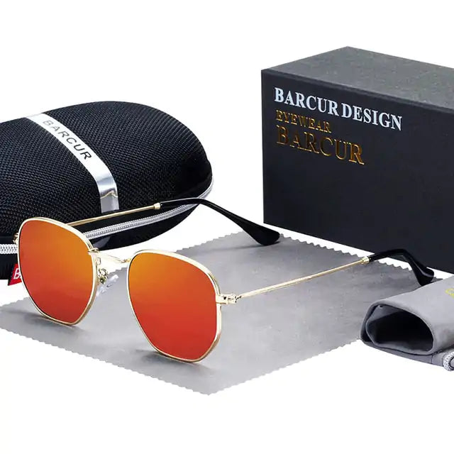 Lunettes de soleil rétro hexagonales Barcur