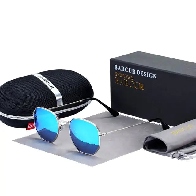 Lunettes de soleil rétro hexagonales Barcur