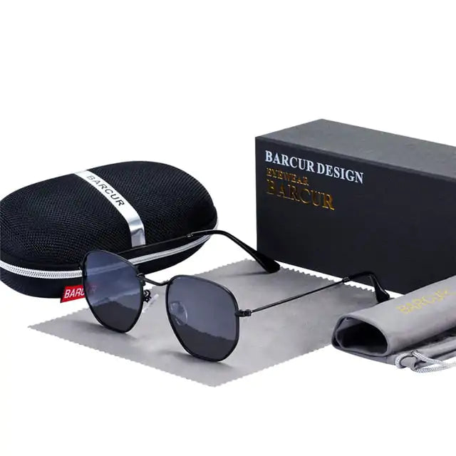 Lunettes de soleil rétro hexagonales Barcur