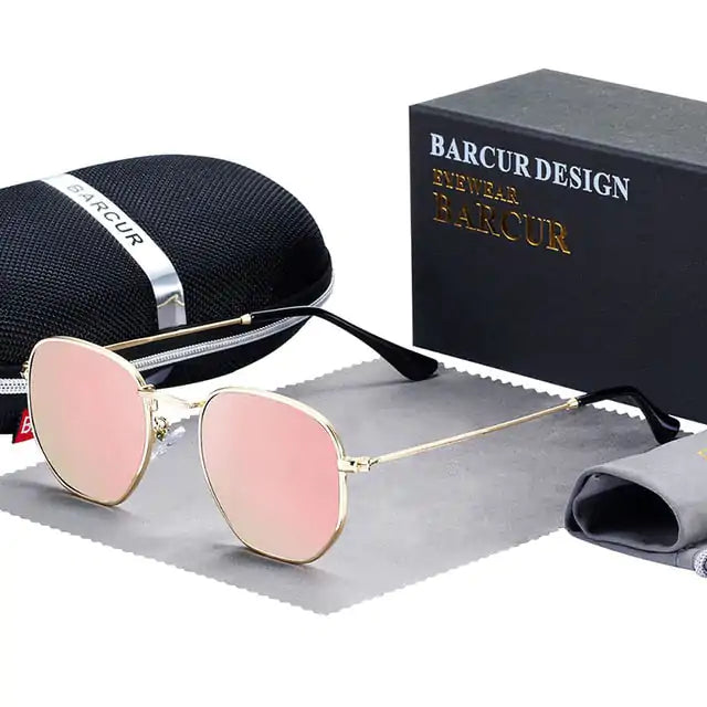 Lunettes de soleil rétro hexagonales Barcur